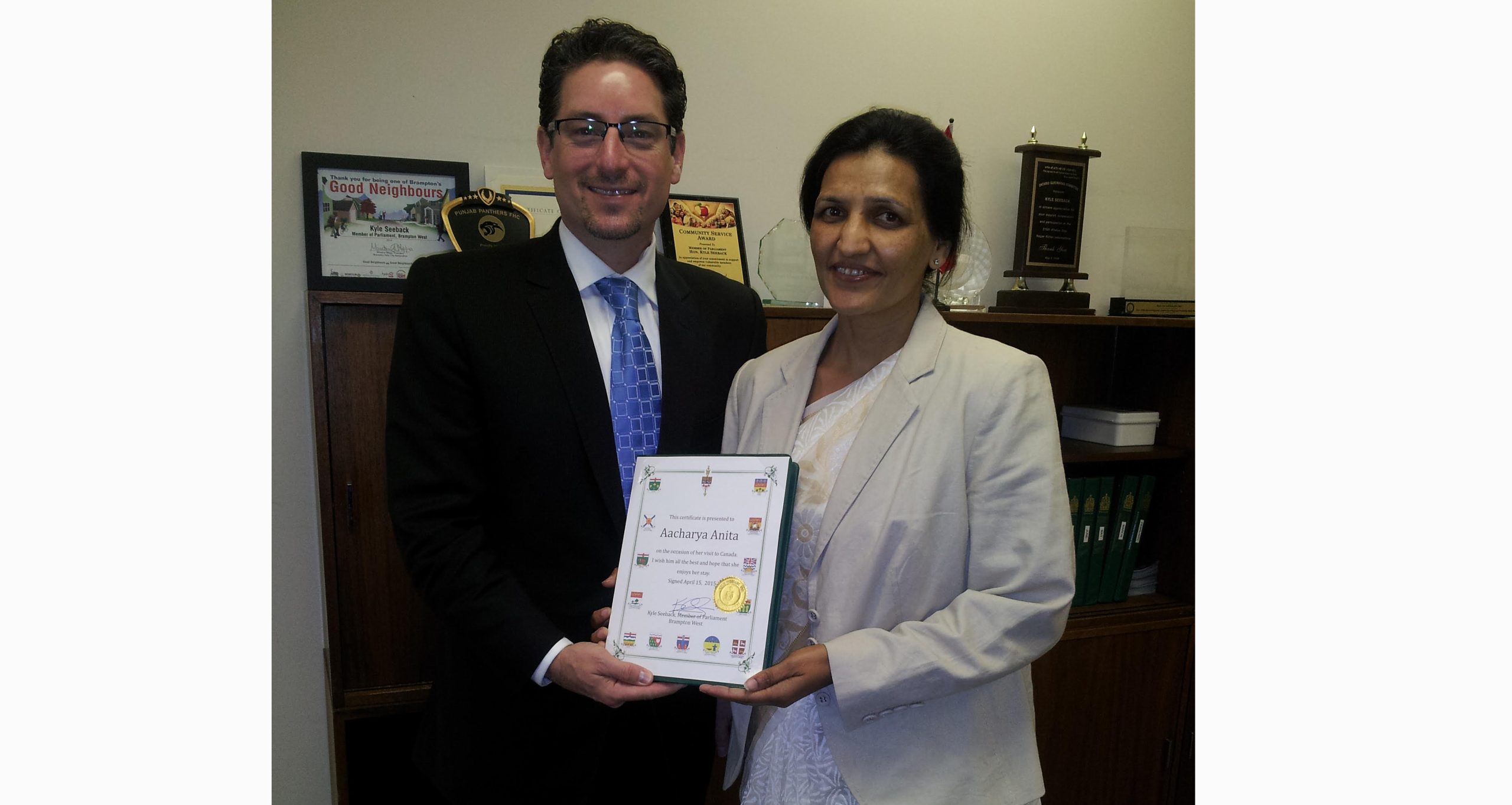 Felicitation from Canadian MP
