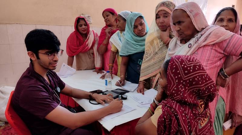 Health check up camp at Wazirabad village